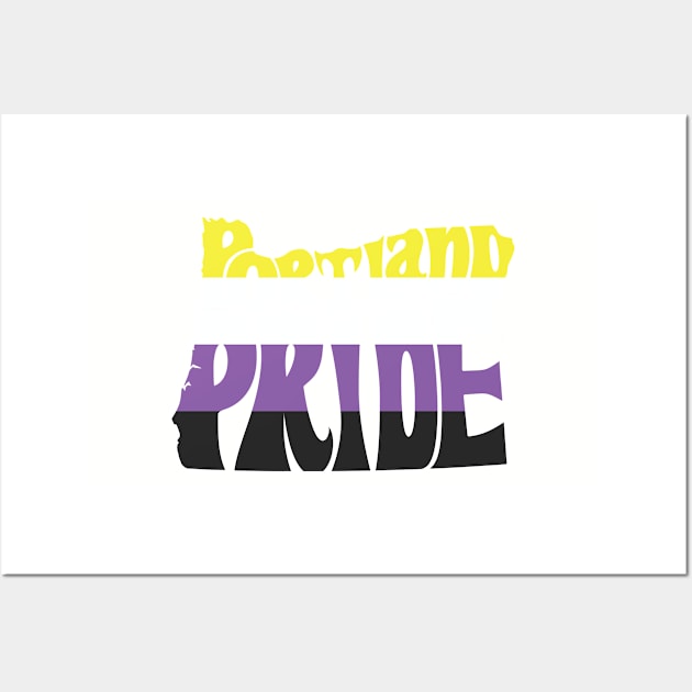 Portland Pride Festival - Non-Binary - Oregon Silhouette - No BG Wall Art by LaLunaWinters